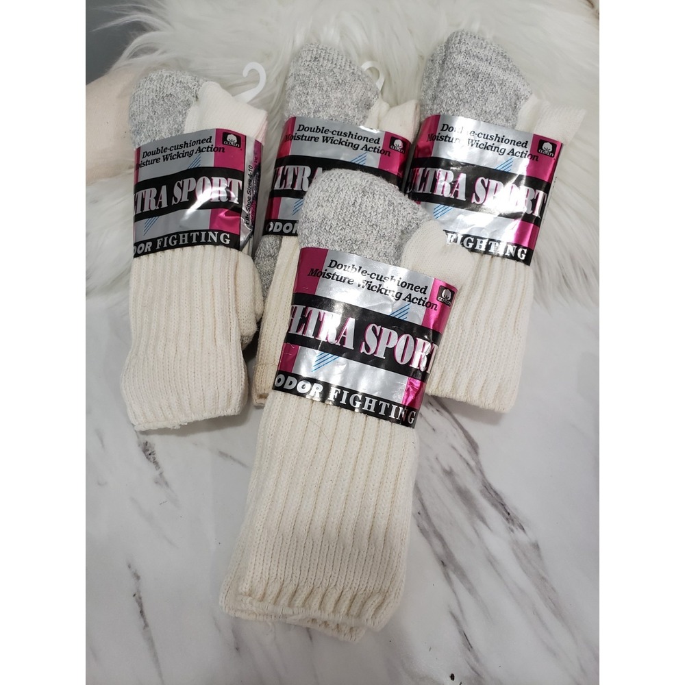 NEW 4 PAIR Vintage USA Cotton Crew Socks Sport Size 4-10 Mens 80s 90s gym